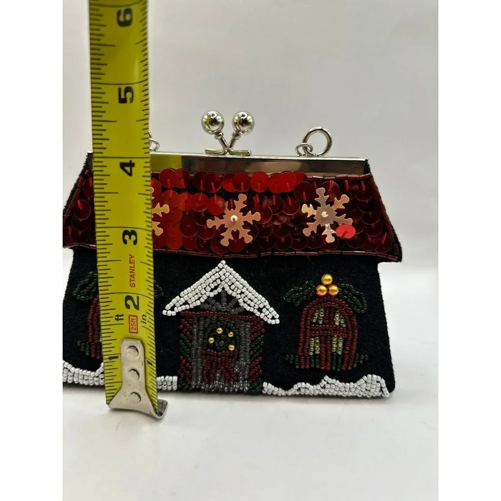 Little velvet and beads and sequins christmas kiss‎ lock purse
